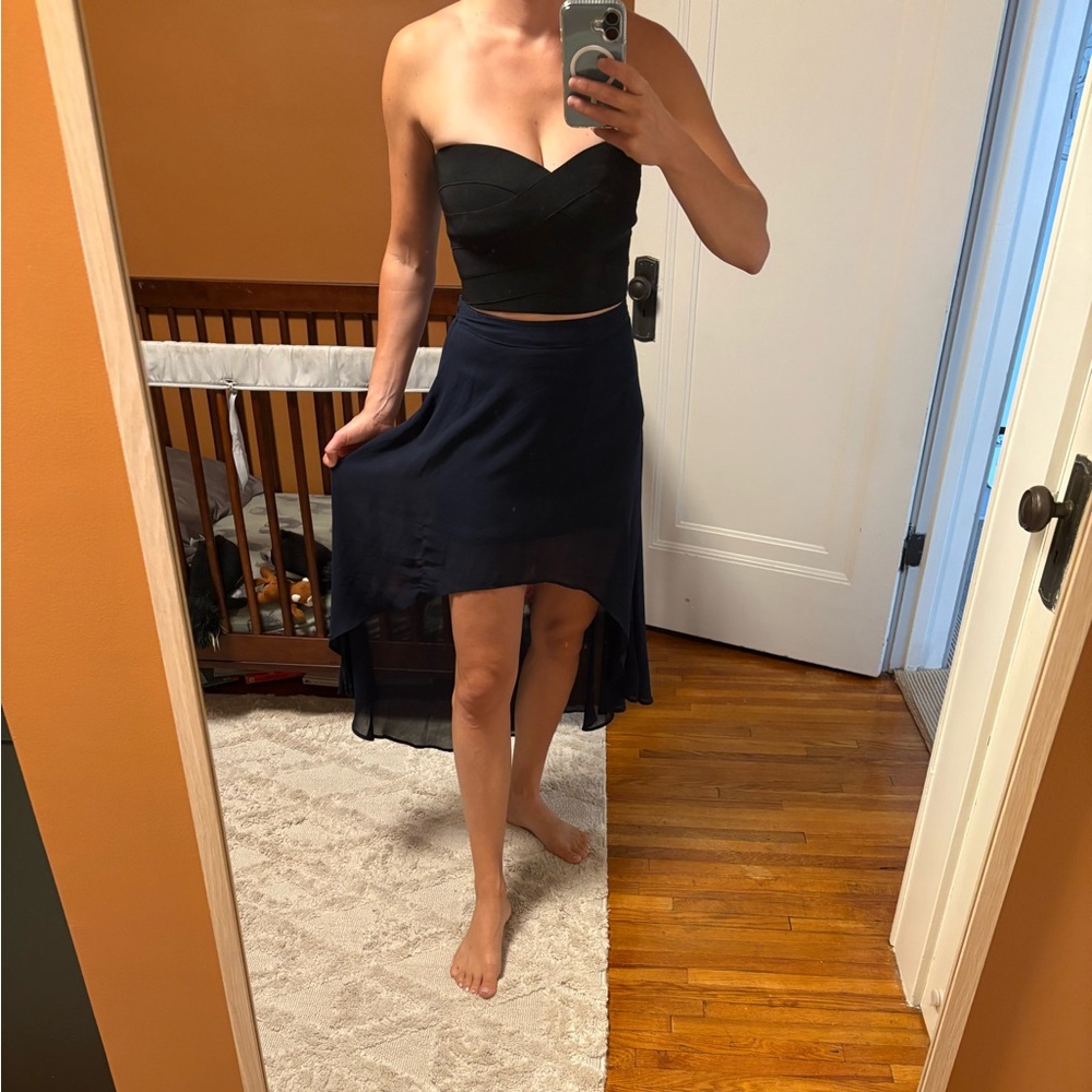 Navy blue High-Low Skirt